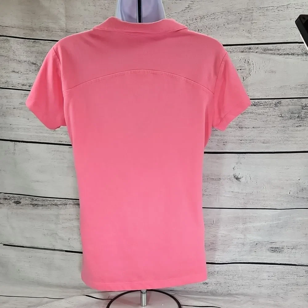 🐞Columbia Pink Omni-Freeze Collared Vneck Short Sleeve Top Medium